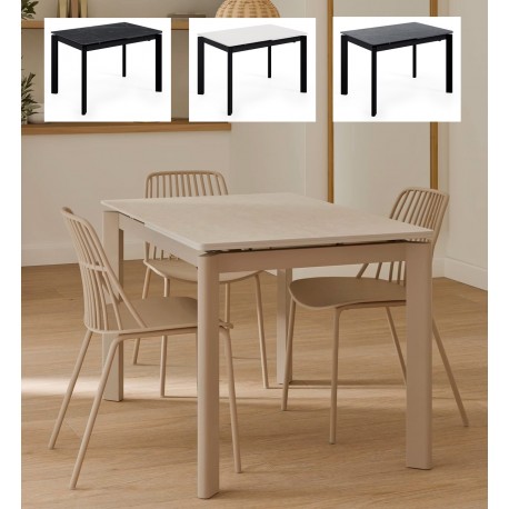 MESA EXTENSIBLE CONSTANCE CON TAPA DE PORCELÁNICO
