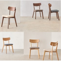 SILLA KEIRA DE MADERA CON ASIENTO TAPIZADO