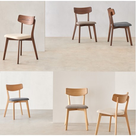 SILLA KEIRA DE MADERA CON ASIENTO TAPIZADO