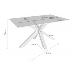 MESA JOYCE DE PORCELANICO Y ACERO