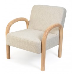 BUTACA TAPIZADA DOROTHY CON BRAZOS DE MADERA DE HEVEA