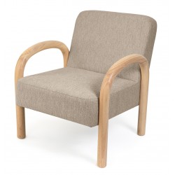 BUTACA TAPIZADA DOROTHY CON BRAZOS DE MADERA DE HEVEA