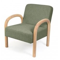 BUTACA TAPIZADA DOROTHY CON BRAZOS DE MADERA DE HEVEA