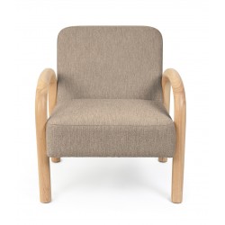 BUTACA TAPIZADA DOROTHY CON BRAZOS DE MADERA DE HEVEA