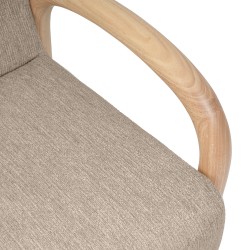 BUTACA TAPIZADA DOROTHY CON BRAZOS DE MADERA DE HEVEA