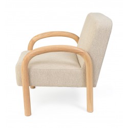 BUTACA TAPIZADA DOROTHY CON BRAZOS DE MADERA DE HEVEA