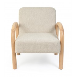 BUTACA TAPIZADA DOROTHY CON BRAZOS DE MADERA DE HEVEA