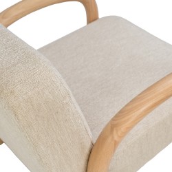 BUTACA TAPIZADA DOROTHY CON BRAZOS DE MADERA DE HEVEA