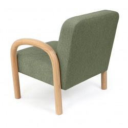 BUTACA TAPIZADA DOROTHY CON BRAZOS DE MADERA DE HEVEA