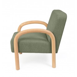 BUTACA TAPIZADA DOROTHY CON BRAZOS DE MADERA DE HEVEA