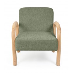 BUTACA TAPIZADA DOROTHY CON BRAZOS DE MADERA DE HEVEA