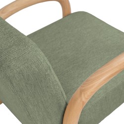 BUTACA TAPIZADA DOROTHY CON BRAZOS DE MADERA DE HEVEA