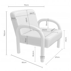 BUTACA TAPIZADA DOROTHY CON BRAZOS DE MADERA DE HEVEA
