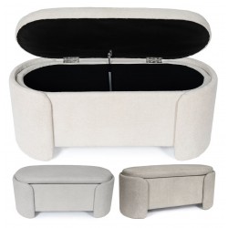 BANQUETA CON ALMACENAJE BERNICE TAPIZADA EN TONOS SUAVES