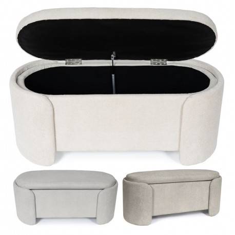 BANQUETA CON ALMACENAJE BERNICE TAPIZADA EN TONOS SUAVES