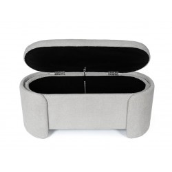 BANQUETA CON ALMACENAJE BERNICE TAPIZADA EN TONOS SUAVES