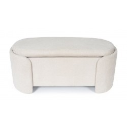 BANQUETA CON ALMACENAJE BERNICE TAPIZADA EN TONOS SUAVES