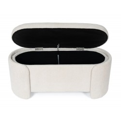 BANQUETA CON ALMACENAJE BERNICE TAPIZADA EN TONOS SUAVES