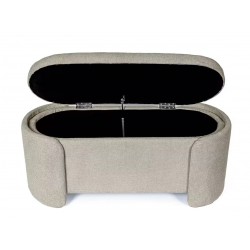 BANQUETA CON ALMACENAJE BERNICE TAPIZADA EN TONOS SUAVES