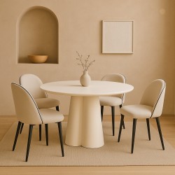 SILLA SLOANE TAPIZADA CON PATAS DE METAL NEGRAS