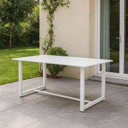 MESA DE EXTERIOR AUDREY DE PORCELÁNICO Y ACERO