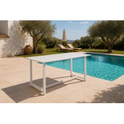 MESA DE EXTERIOR AUDREY DE PORCELÁNICO Y ACERO