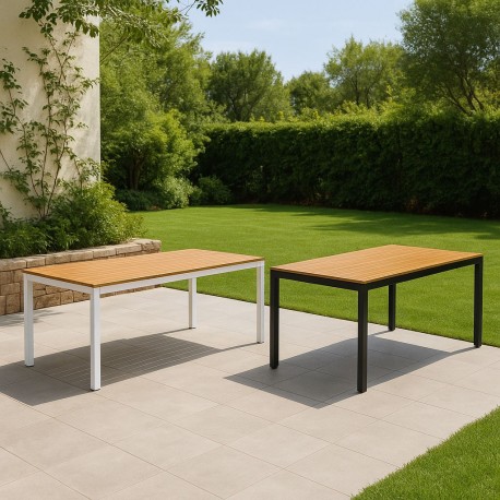 MESA DE EXTERIOR CINTHIA DE POLIMADERA Y ALUMINIO