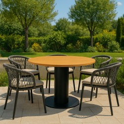 MESA REDONDA DE EXTERIOR ETHEL DE POLIMADERA Y ACERO