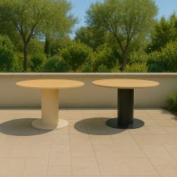 MESA REDONDA DE EXTERIOR ETHEL DE POLIMADERA Y ACERO