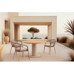 MESA REDONDA DE EXTERIOR ETHEL DE POLIMADERA Y ACERO