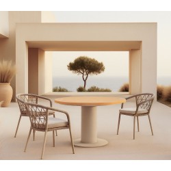 MESA REDONDA DE EXTERIOR ETHEL DE POLIMADERA Y ACERO