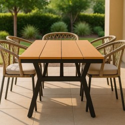MESA DE EXTERIOR GEORGIA DE POLIMADERA Y ALUMINIO