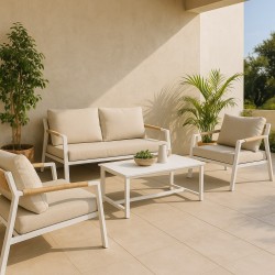 CONJUNTO DE JARDÍN MUSCAT (SOFA + 2 SILLONES + MESITA)