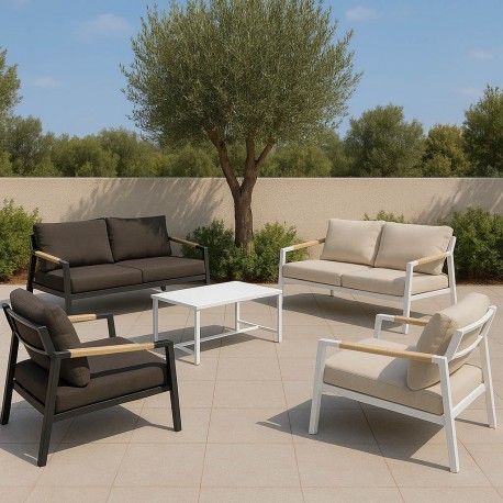 CONJUNTO DE JARDÍN MUSCAT (SOFA + 2 SILLONES + MESITA)