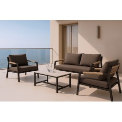 CONJUNTO DE JARDÍN MUSCAT (SOFA + 2 SILLONES + MESITA)