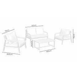 CONJUNTO DE JARDÍN MUSCAT (SOFA + 2 SILLONES + MESITA)