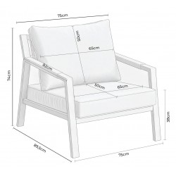 CONJUNTO DE JARDÍN MUSCAT (SOFA + 2 SILLONES + MESITA)
