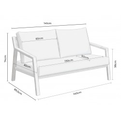 CONJUNTO DE JARDÍN MUSCAT (SOFA + 2 SILLONES + MESITA)