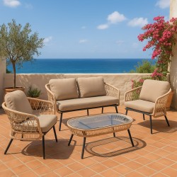 CONJUNTO DE JARDÍN ODESA (SOFA + 2 SILLONES + MESITA)