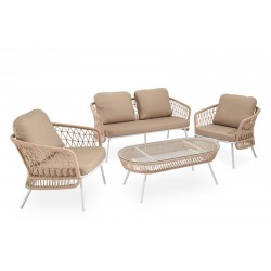 CONJUNTO DE JARDÍN ODESA (SOFA + 2 SILLONES + MESITA)