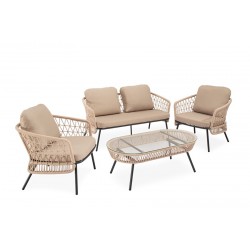 CONJUNTO DE JARDÍN ODESA (SOFA + 2 SILLONES + MESITA)