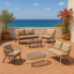 CONJUNTO DE JARDÍN ODESA (SOFA + 2 SILLONES + MESITA)