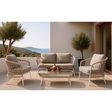 CONJUNTO DE JARDÍN ODESA (SOFA + 2 SILLONES + MESITA)