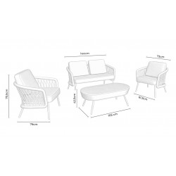 CONJUNTO DE JARDÍN ODESA (SOFA + 2 SILLONES + MESITA)