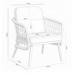 CONJUNTO DE JARDÍN ODESA (SOFA + 2 SILLONES + MESITA)
