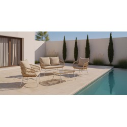 CONJUNTO DE JARDÍN PERUGIA NATURAL (SOFA + 2 SILLONES + MESITA)