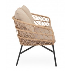 CONJUNTO DE JARDÍN PERUGIA NATURAL (SOFA + 2 SILLONES + MESITA)