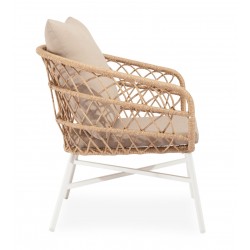 CONJUNTO DE JARDÍN PERUGIA NATURAL (SOFA + 2 SILLONES + MESITA)