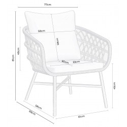 CONJUNTO DE JARDÍN PERUGIA NATURAL (SOFA + 2 SILLONES + MESITA)