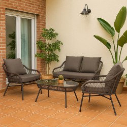 CONJUNTO DE JARDÍN SALONICA (SOFA + 2 SILLONES + MESITA)